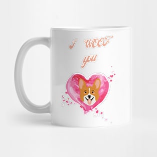 I woof you funny dog pet pun valentines Mug